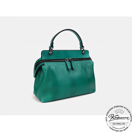 Женская кожаная сумка "Орнелла" (зелёная)